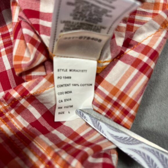 True Religion Shirt Mens Large Western Pearl Snap Long Sleeve Plaid Cotton Cuff - Picture 10 of 16